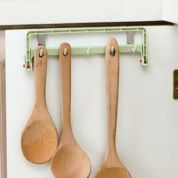 

Punch-free Towel Storage Self Folding Cabinet Door Back Rack Multi-function Kitchen Household Storage Rack