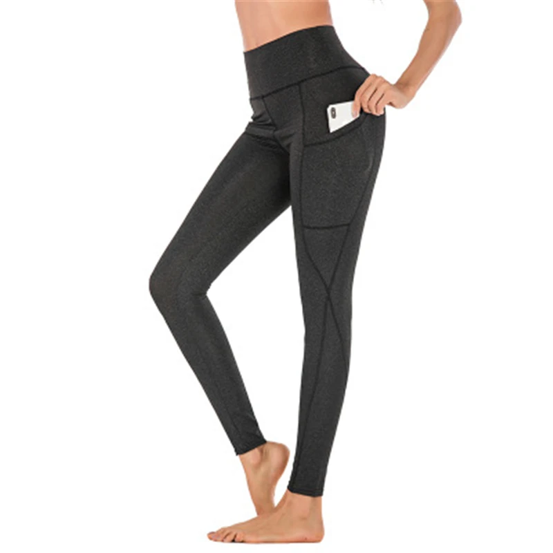 Брюки для тренировок с карманами женские черные леггинсы беговые лосины для фитнеса женские с высокой талией для йоги брюки Бесшовные Леггинсы спортивные колготки
