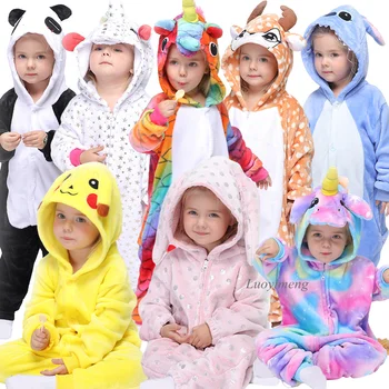 

Kigurumi Onesie For Children Pajamas Winter Girl Animal Unicorn Pyjamas Kids Jumpsuit Cosplay Licorne Flannel Sleepwear Overalls