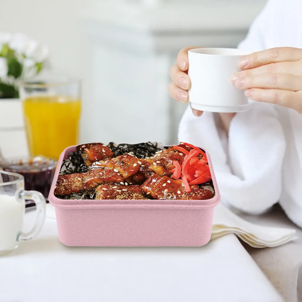 Пшеничная солома Microwavable пищевой контейнер еда японский контейнер для обеда прямоугольник контейнер посуда разделительная коробка G816