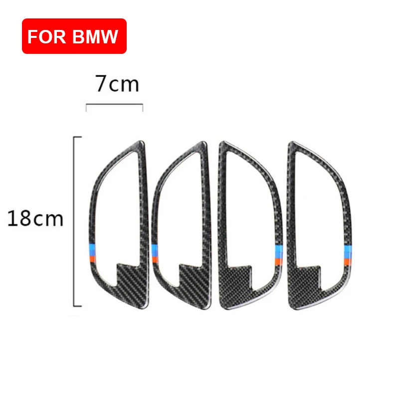 Best High Quality Black Carbon Fiber Car Door Handle Cover Trim Fit For BMW 5 Series F10 2011 2017 Car Protector Cover Sticker