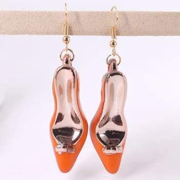 

Colorful Alloy High Heels Dangle Earrings Exaggerated Statement Funky Earrings Women Elegant Texture Wild Jewelry Hot Selling