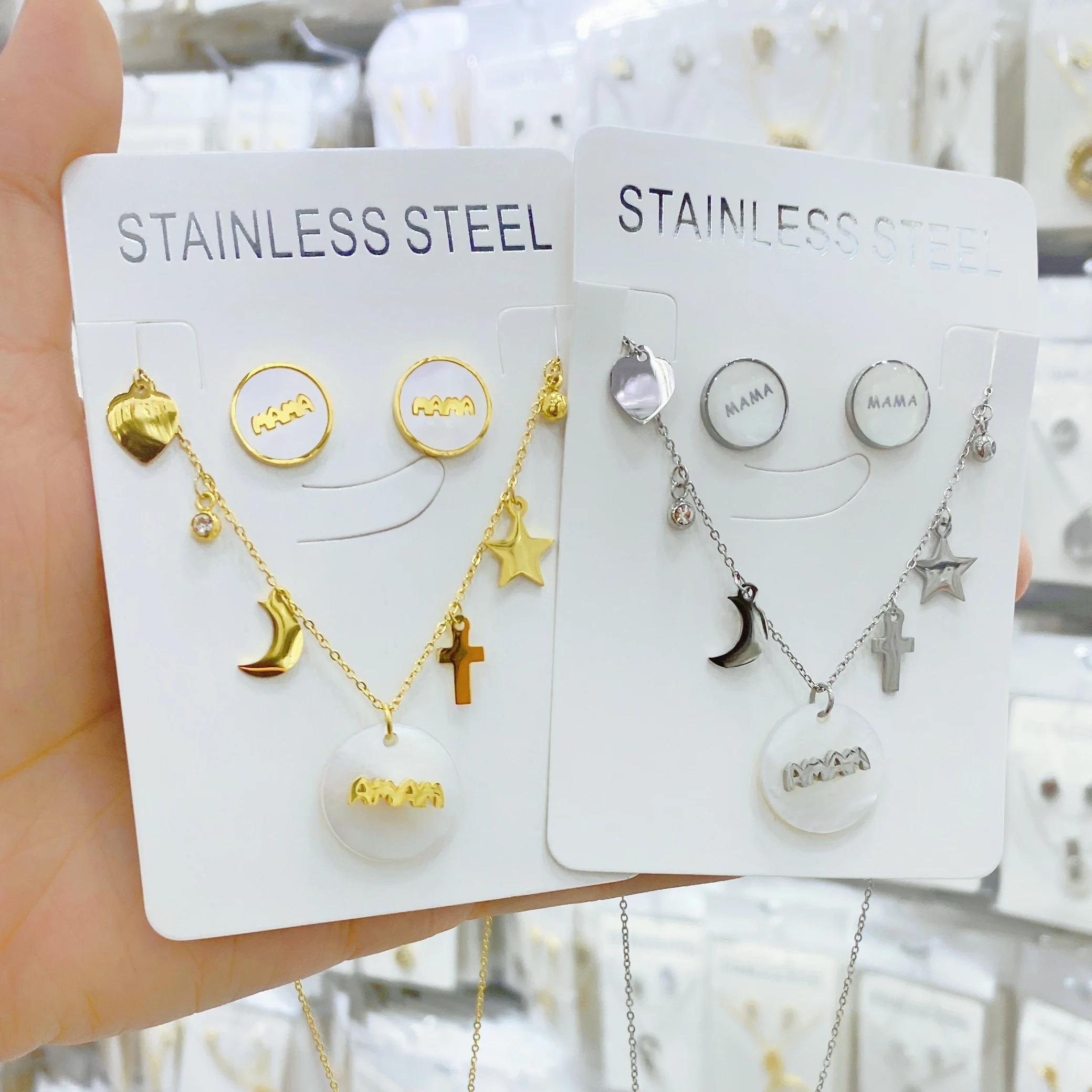 Из нержавеющей стали ювелирные изделия I Love MAMA ожерелье подвеска серьги набор
