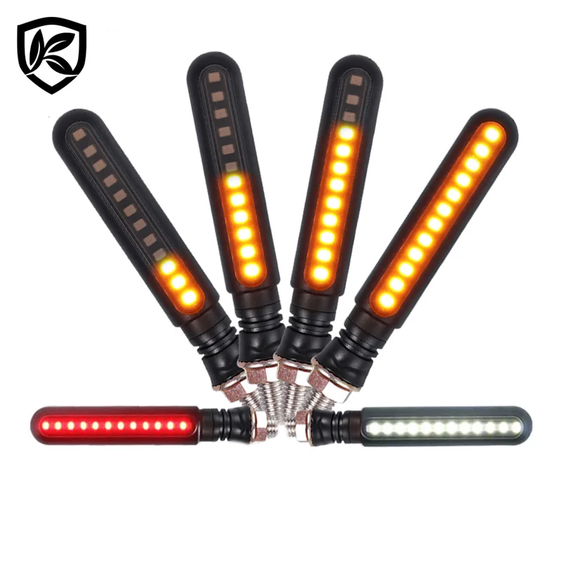 

2PCS Motorcycle LED Turn Signal Light Stop Signals Flowing Water Lights Tail Flasher/Running Blinker DRL Indicators Built Relay