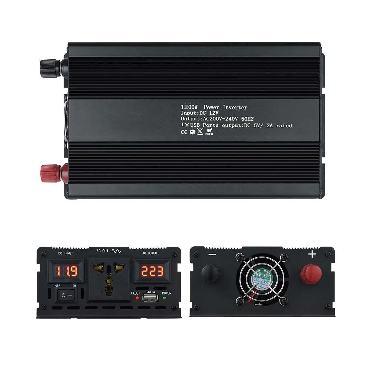 

1200W 50Hz Intelligent Screen Digital Display Pure Sine Wave Sinusoidal Power Inverter 12V/24V To 220V Converter