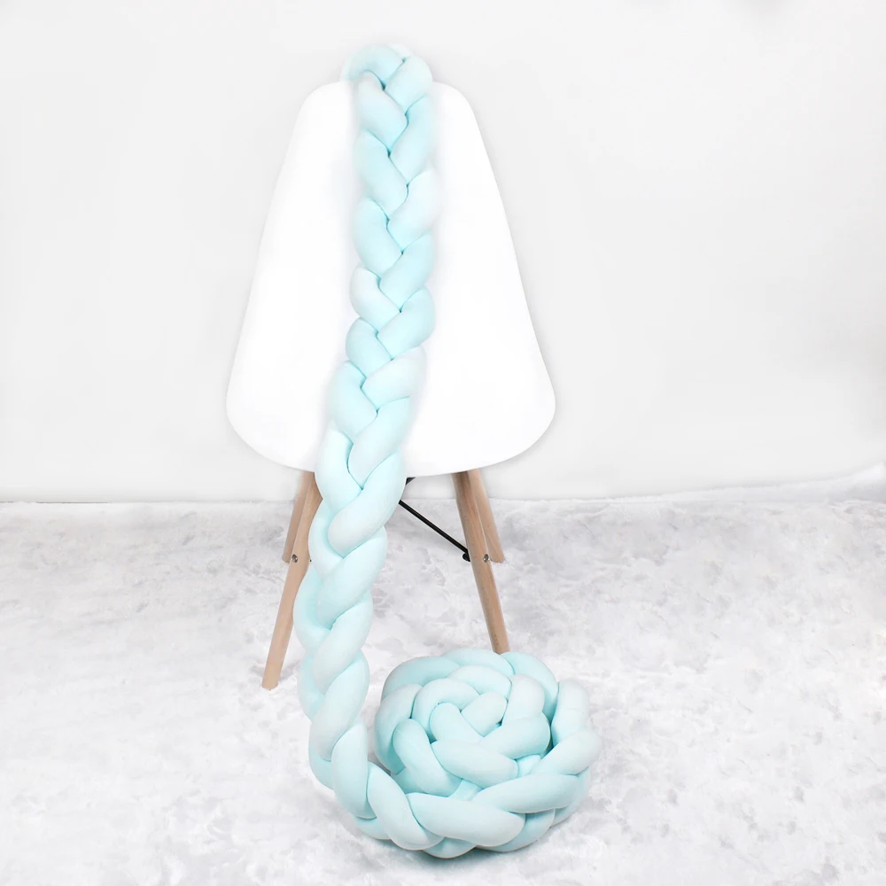 

200cm 300cm Baby Bed Bumper Knot Long Handmade Knotted Braid Weaving Plush Baby Crib Protector Infant Knot Pillow Room Decor