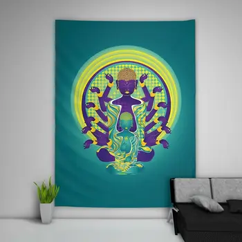 

Buddha Green Wall Hanging Tapestry Psychedelic Custom Home Decoration