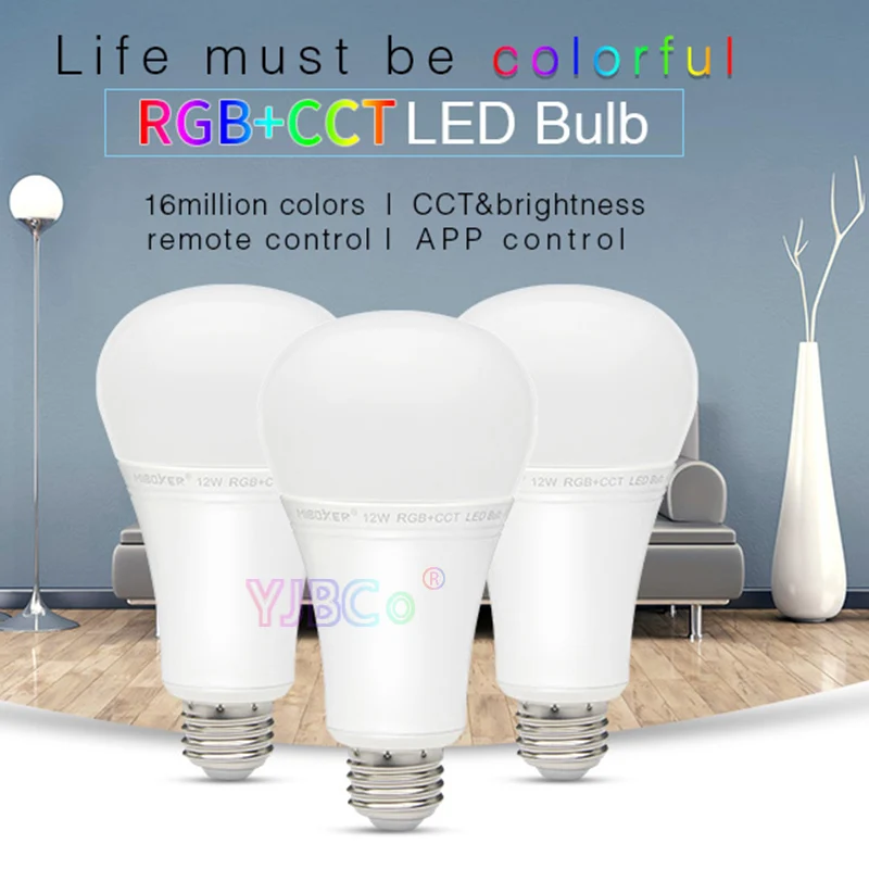 Miboxer 12 Вт RGB + CCT Светодиодная лампа FUT105 E27 внутренняя ligth 2 4G дистанционное