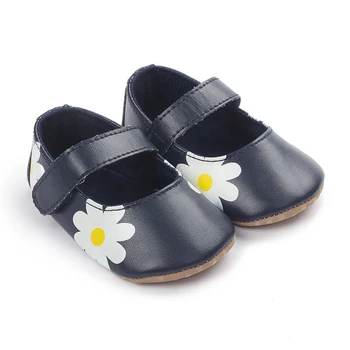 

Newborn Toddler Newborn Baby Girls Daisy Crib Shoes Infant Flower Soft Sole Non-slip Infant Cute PU Leather Baby Shoes