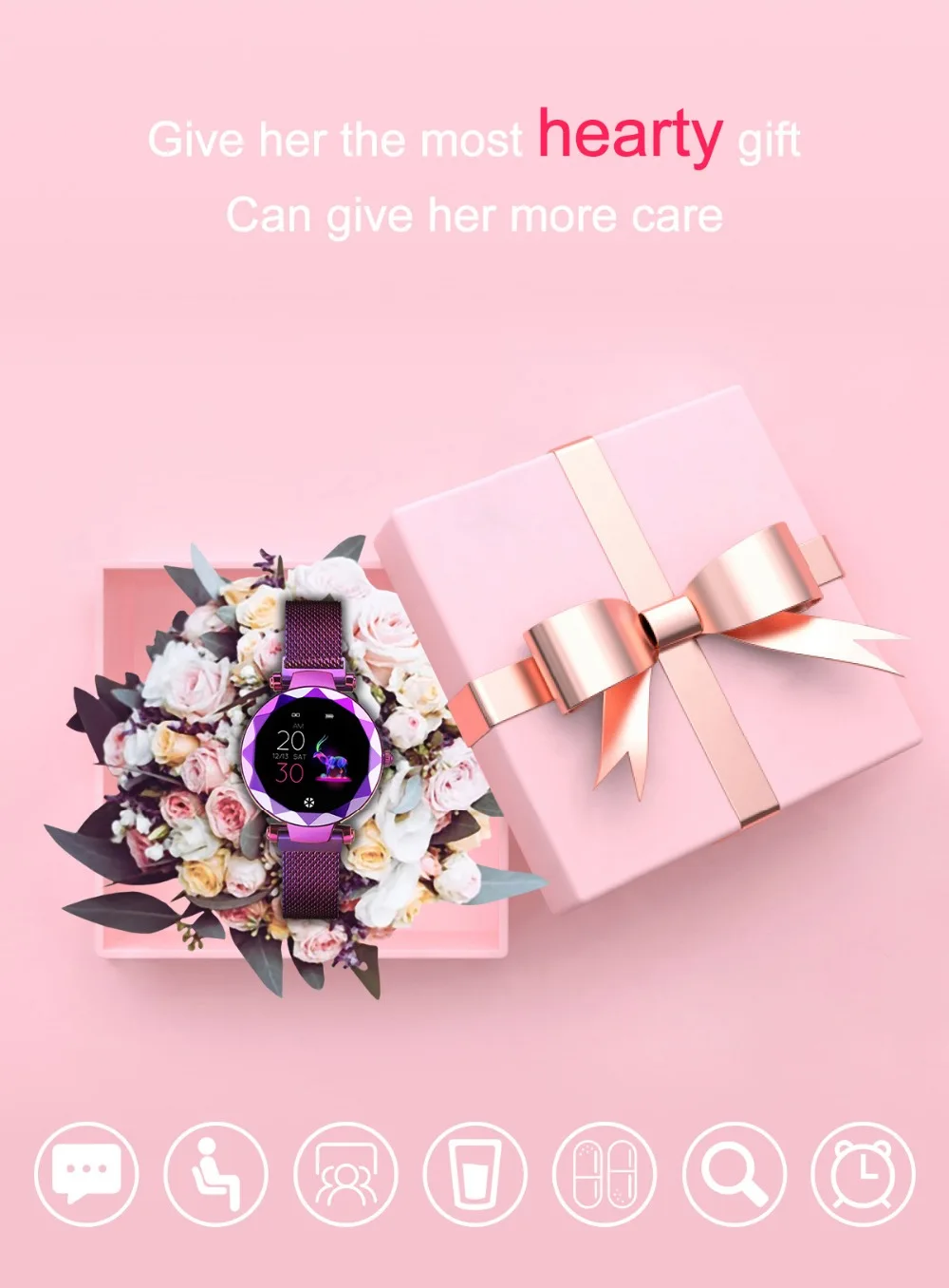 HI18 женские Смарт-часы, фитнес-трекер, умный Браслет, Женский пульсометр, монитор артериального давления, умные часы для телефона Apple Xiaomi