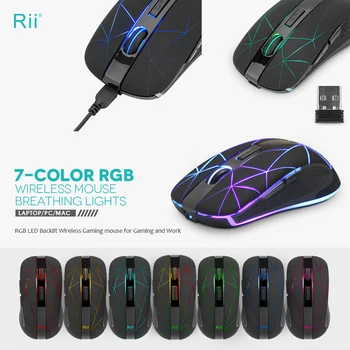 

Rii RM200 2.4G Wireless Mouse Rechargeable Mobile Optical Mouse with USB Nano Receiver,5 Buttons 3 Adjustable DPI Levels for PC