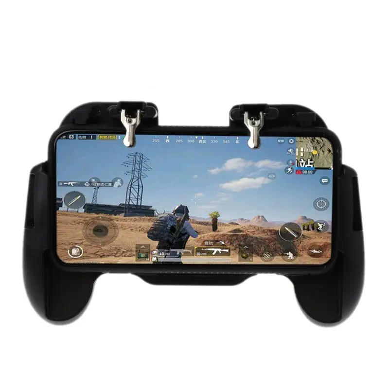 

4 in 1 Mobile Gamepad Controller Phone Handgrip Free Fire Buttons L1R1 Trigger Joystick Holder Stand Cooling Fan for 4-6.3inch S