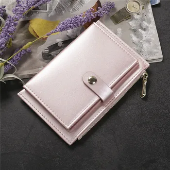 

Women's Small Leather Wallet Elegant Shimmer Credit Card Holder Bifold Zipper Pocket Purse