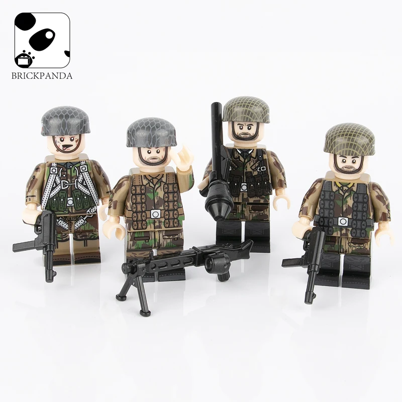 WW2 военные немецкие армейские солдатики фигурки строительные блоки десантные армии шлем части оружия аксессуары кирпич детские игрушки