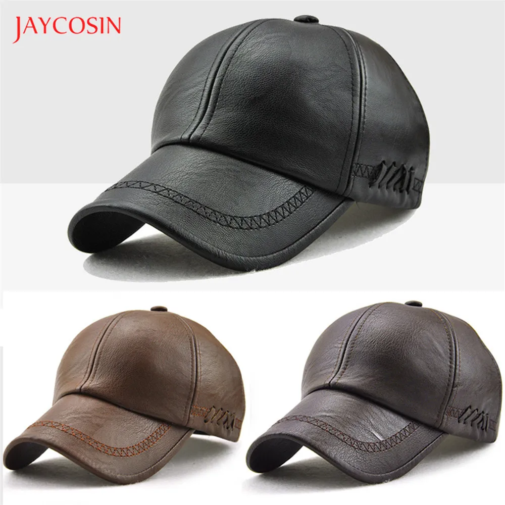 Joycosin Женская Мужская модная Осенняя Зимняя кепка, винтажные береты, одноцветная бейсболка, уличная кожаная бейсболка, Регулируемая Кепка