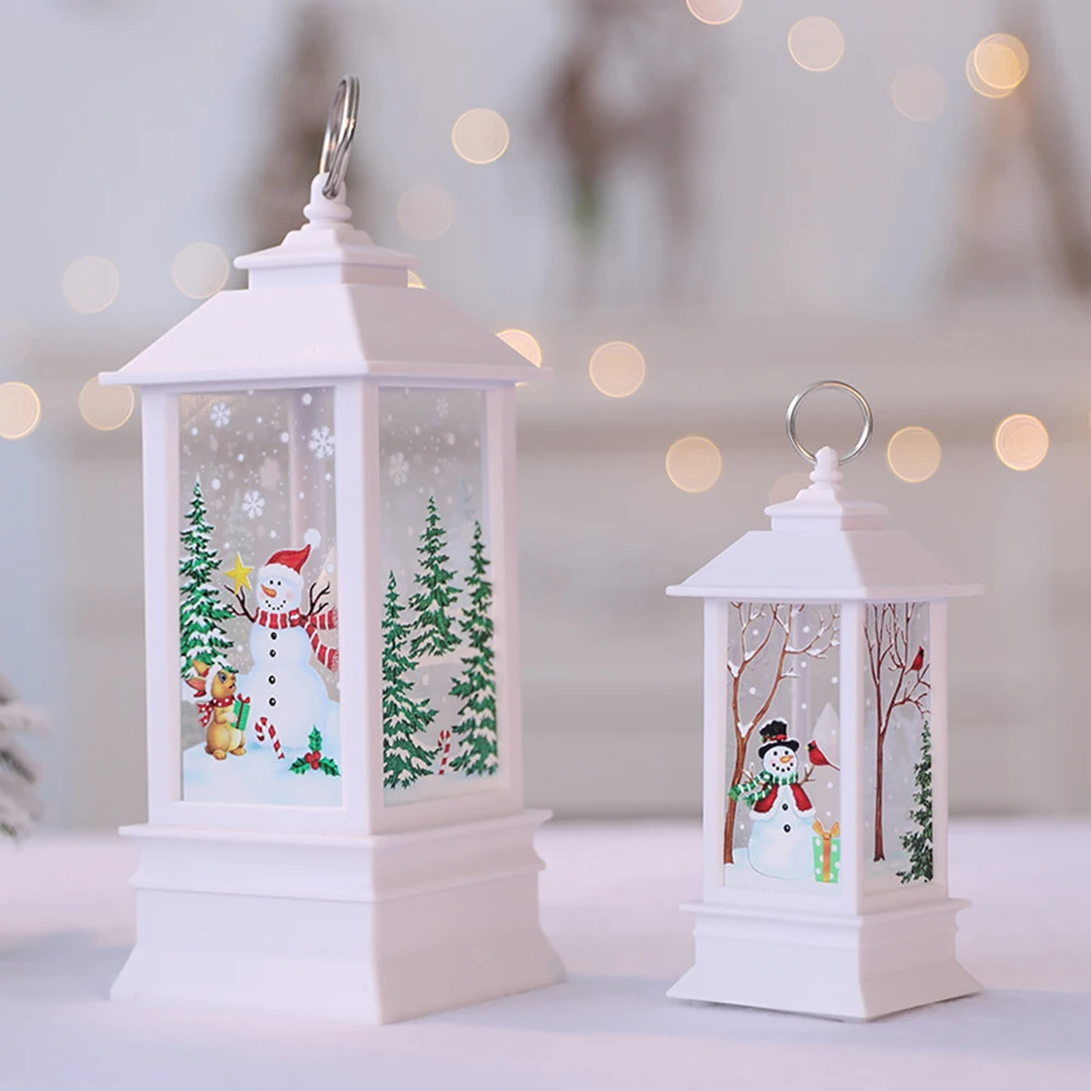 Светильник с рождественским пламенем, светодиодный светильник с изображением лося/снега/Санта-Клауса, Подвесная лампа для украшения дома