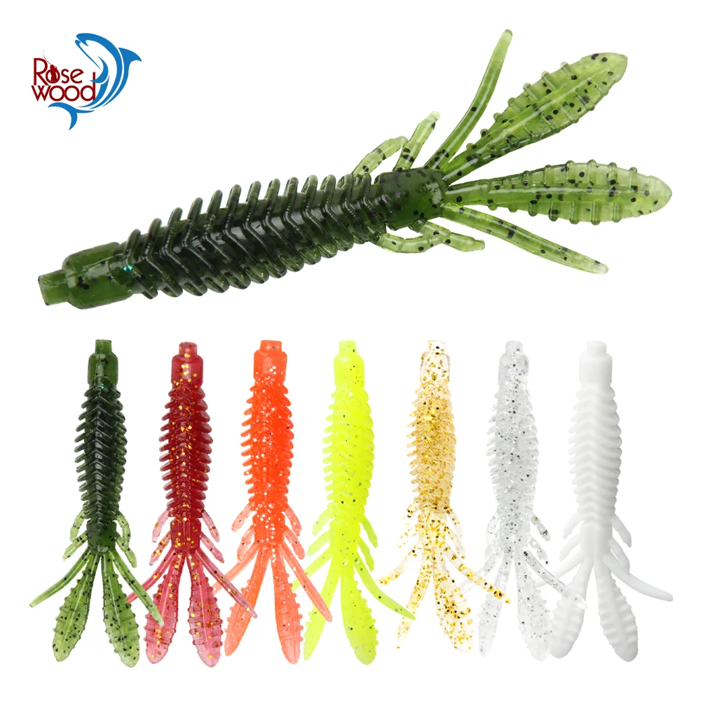 RoseWood Soft Lures Shrimp TPR Silicone Bait 10pcs 70mm 2g Worm Swimbait Perch Pike Bass Trout