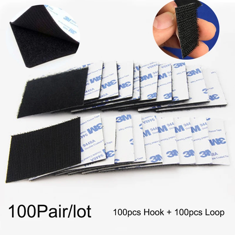 

100Pair/lot Self adhesive fastener tape strong velcros adhesive nylon sticker fastener hook and loop tape with 3M Glue DIY craft