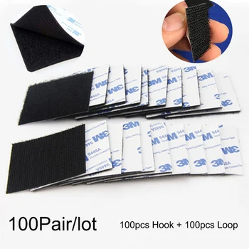 

100Pair/lot Self adhesive fastener tape strong velcros adhesive nylon sticker fastener hook and loop tape with 3M Glue DIY craft