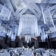 Связанные бусины Свадебные украшения кристалл-как прозрачный акриловый свадебный реквизит AB бусины занавес бусины шнур декоративные