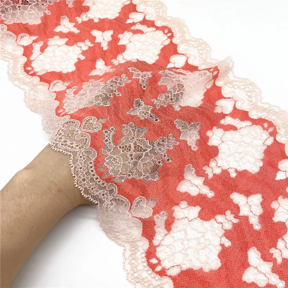 3y/Lot Width 8 1/2 inch (22cm) Orange Elastic Stretch Lace Trim Lingerie Sewing Craft DIY Apparel Fabric Garment Accessory 3
