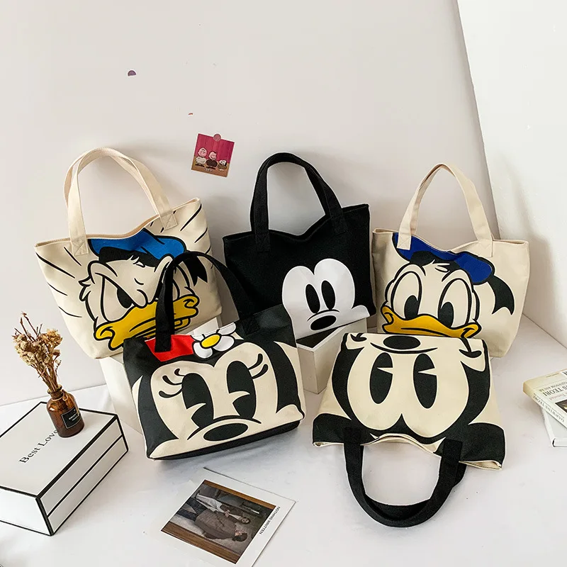 Disney Mickey Mouse Large Capacity Canvas Bag Female Cartoon Minnie One  Shoulder Donald Duck Daisy Handbag Student Tote Bag Gift - Shopping Bags -  AliExpress