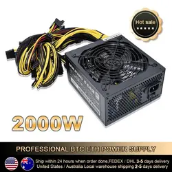 Alimentation 2000W 180 260V ATX pour minage de Bitcoin, 95% haute efficacité pour Ethereum ETH S9 S7 L3 8 cartes gpu support Max 