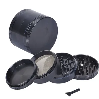 

4-layer Aluminum Herbal Herb Tobacco Grinder Smoke Grinders Alloy Metal Smoking Pipe Accessories Black Smoke Cutter