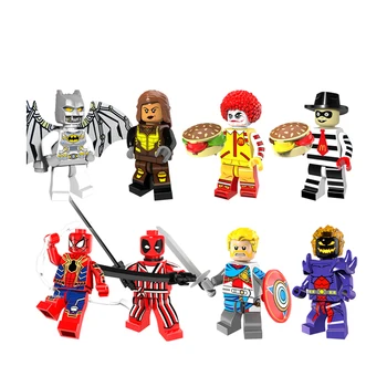 

DISNEY MARVEL Building Blocks Bricks Anime Deadpool Spider Action Figures Children Christmas Gift Toys for Boys Girls 8Pcs