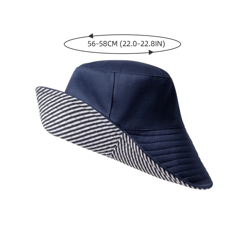 Dames bucket hat gestreept met brede rand opvouwbare zonbescherming_voghion.com