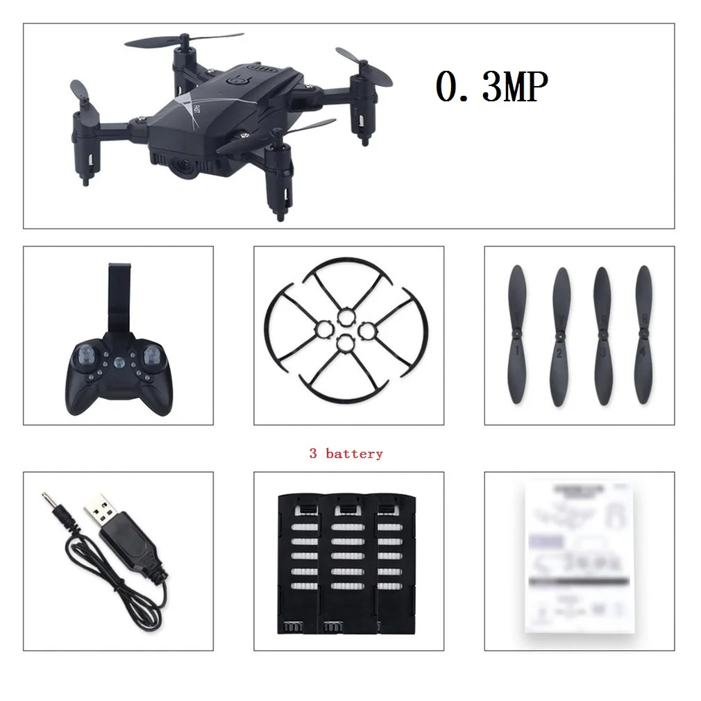 0.3MP 3Battery black LF602 2,4G wifi FPV мини складной Радиоуправляемый Дрон 2.0MP/0.3MP камера Дрон Безголовый Квадрокоптер фотографии видео передача в реальном времени - Цвет: 0.3MP 3Battery black