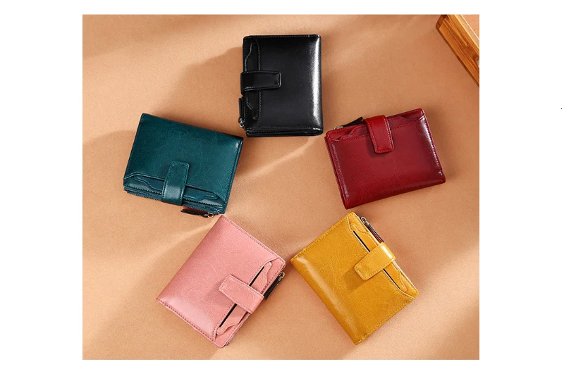 Genuine Leather Womens Wallets And Purses Coin Purse Girl Short Clutch Bags Card Holder Small Purses Carteira Feminina