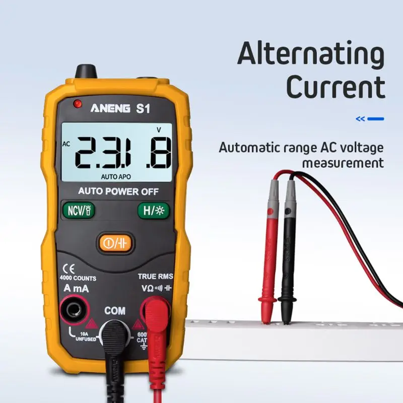 

S1 Digital Multimeter Auto Range True RMS NCV With LCD Backlight Flashlight 4000 Counts Data Hold Hotselling 63HF
