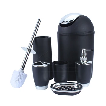 

6pcs/set Bathroom Kitchen Cleaning Tools Set Mouthwash Cup Soap Dish Toothbrush Holder Waterproof Cleaner Bin Toilet Clean Brush