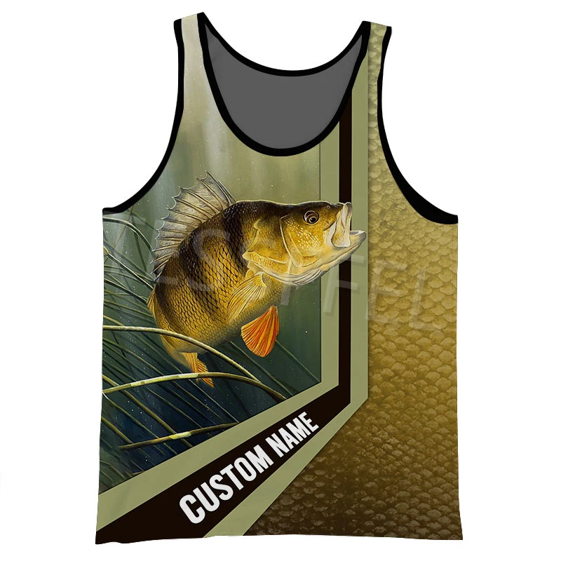 

Tessffel Animal Bass Fishing Harvester 3D Printied Custom Name Summer New Harajuku Vest Casual Sleeveless Men's Top No.13