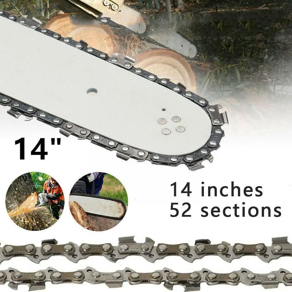 Chainsaw Chain 14 Inch Metal Chain Saw Wood Cutting 52 Drive Mill Chainsaw Household Saw Accessories 3/8 Feller Link Chain Pliers Pi U7h7