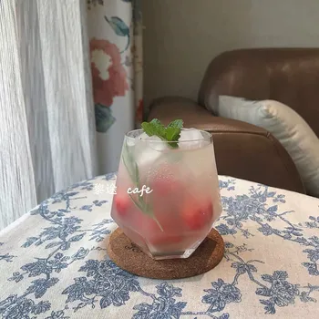 

Square Resistant Glass Cup Coffee Creative Ice Cream Whiskey Tasting Glass Cup Milk Vodka Copas De Cristal Kitchen DE50BZ