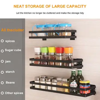 

Multifunctional Spice Bottle Racks Wall Mount Stainless Steel Thickened Floating Shelves Space Saving Home Gadgets Cooking tool