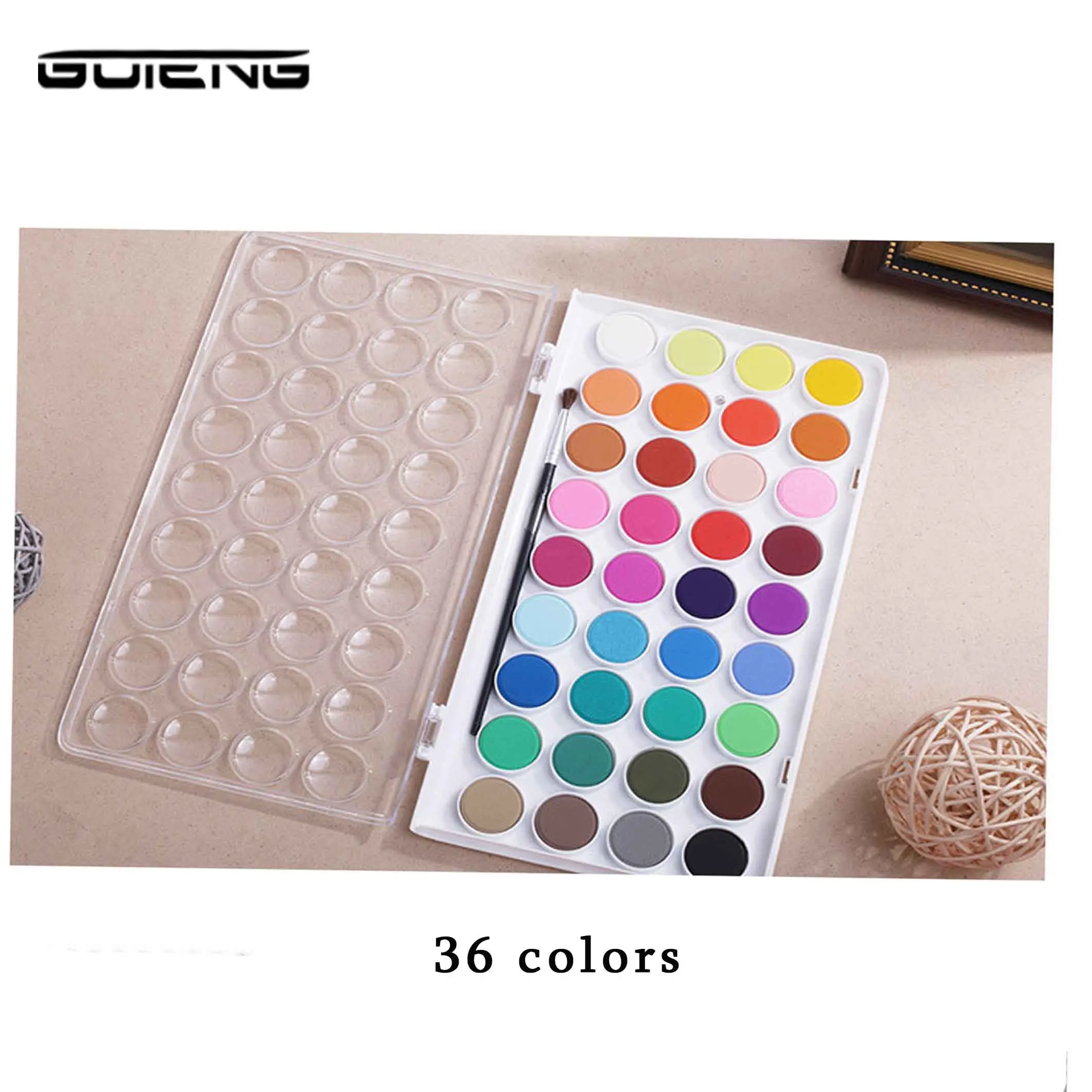 36 colors white Guteng художественная Акварельная Оловянная Палитра набор краски с 36 цветами половинная сковорода краска s портативные акварельные краски в наборе для полевого эскиза - Цвет: 36 colors white