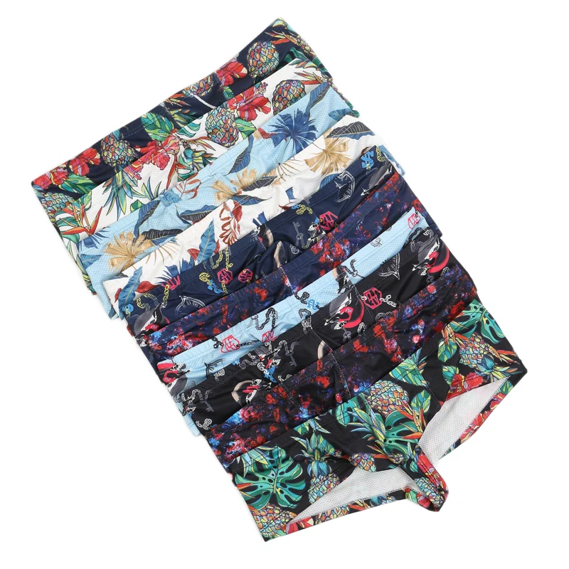 10PCS Sexy Men Underwear Men's Printed Briefs Fashion Sexy Low-waist Bikini Underpants Men  Multicolor Breathable Tight Boxers