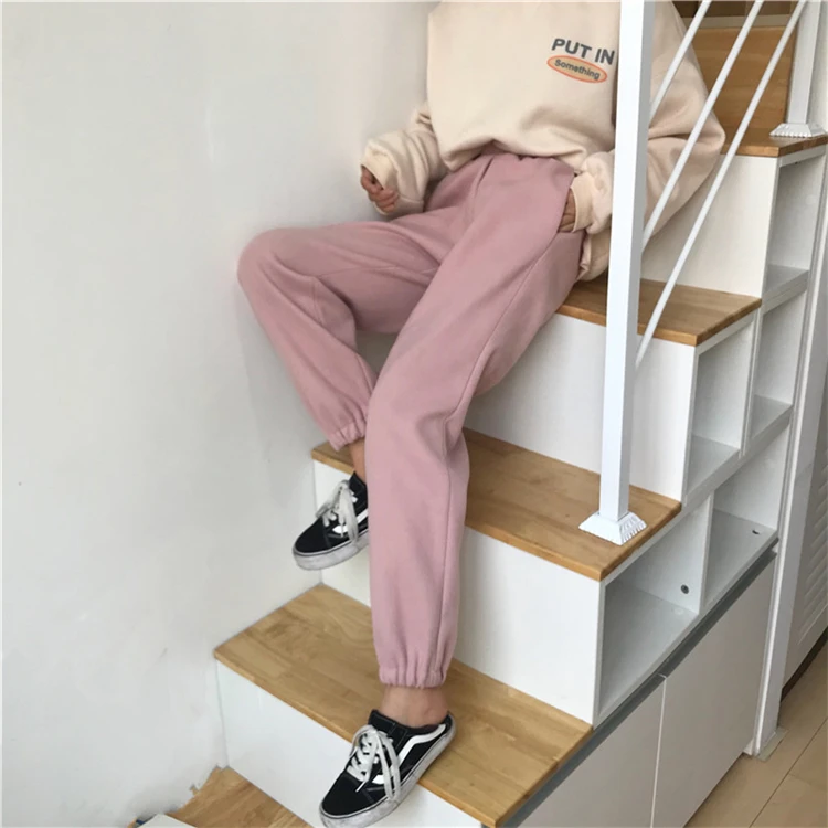 Colorfaith New Autumn Winter Women Pant Joggers High Waist Elastic Waist Minimalist Ankle-Length Sweatpants Trousers P2156