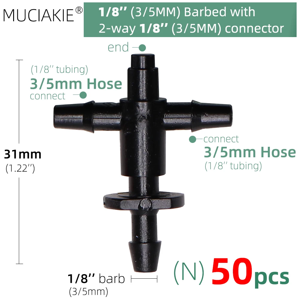 MUCIAKIE 24 Types 3/5MM 1/8'' Micro Drippers Fittings Garden Drip Irrigation Emitters Compensation 2/3/5/6-Way Coupling Adaptor self watering kit