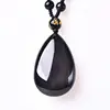 Wholesale Rainbow eye  Natural Obsidian Water Drop Pendants Rope Necklaces Lucky for Men Women Safety Amulet Stone Jewelry 1