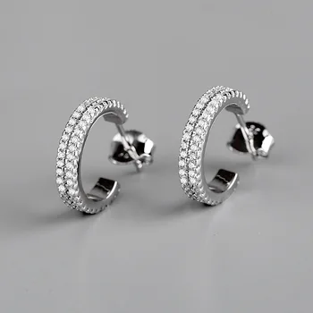 

CMajor Latest S925 Sterling Silver Imported 7A Cubic Zircon Korean Fashion Simple Temperament C Shape Stud Earrings for Women