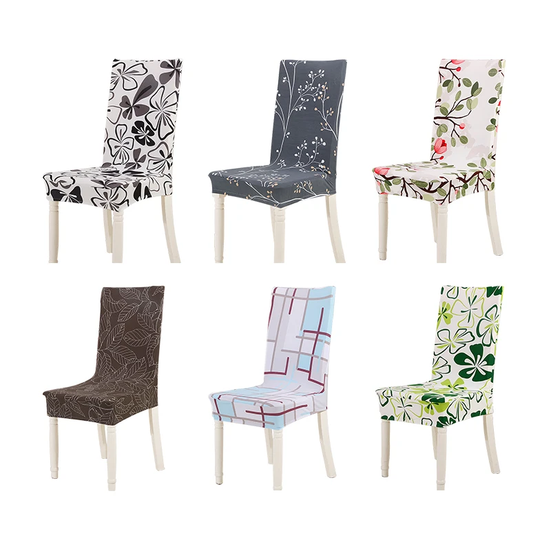 

Printed Elastic Chair Cover for Dining Room Seat Easy to Install Chair Slipcovers Protector Case Home Hotel Wedding Use