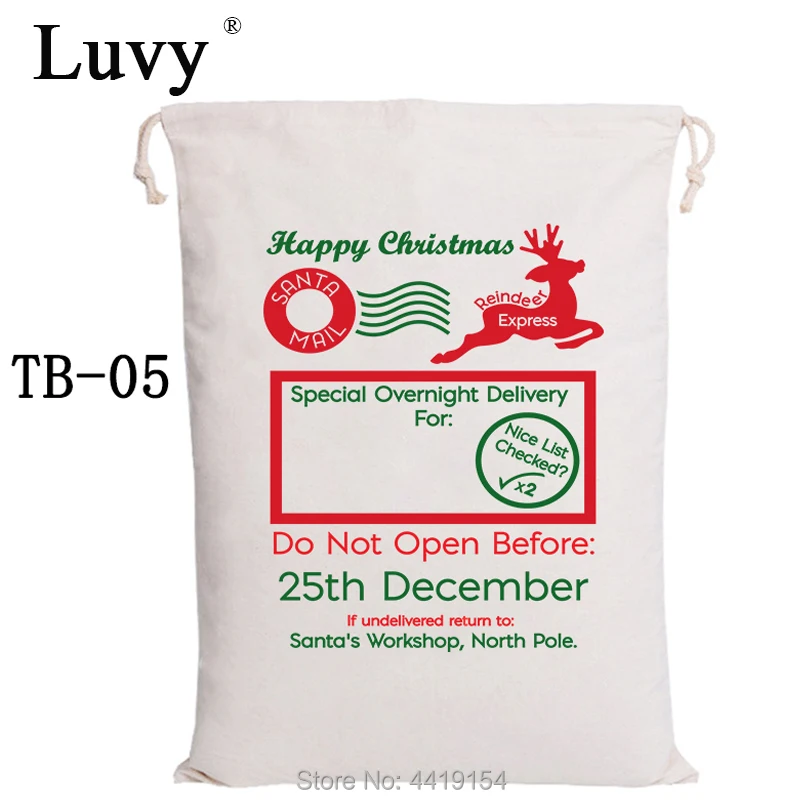 

Luvy Customized Santa Sacks 100pcs Drawstring Canvas Bag Christmas Candy Bag Party Decoration Large Santa Claus Kids Toy Gift