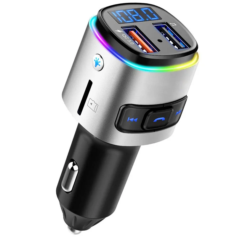 Fm-передатчик для автомобиля, Bluetooth, беспроводной QC 3,0, быстрое зарядное устройство, двойной USB, громкая связь, аудио, MP3 плеер, u-диск, TF кард-ридер, автомобильное зарядное устройство - Название цвета: BC41