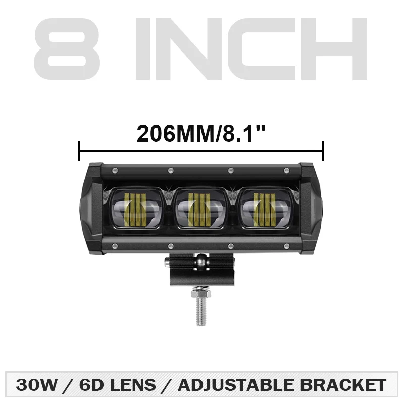 8 inch 6D объектив 8 14 20 27 34 40 дюймов Однорядный светодиодный светильник 4x4 внедорожный светодиодный светильник для внедорожника 4WD грузовик ATV 12 в 24 В barra Led - Цвет: 8 inch