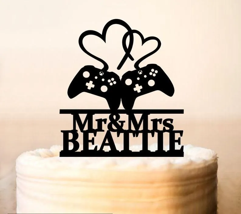 Геймер торт Топпер геймер свадебный видео игра Свадебный игровой контроллер