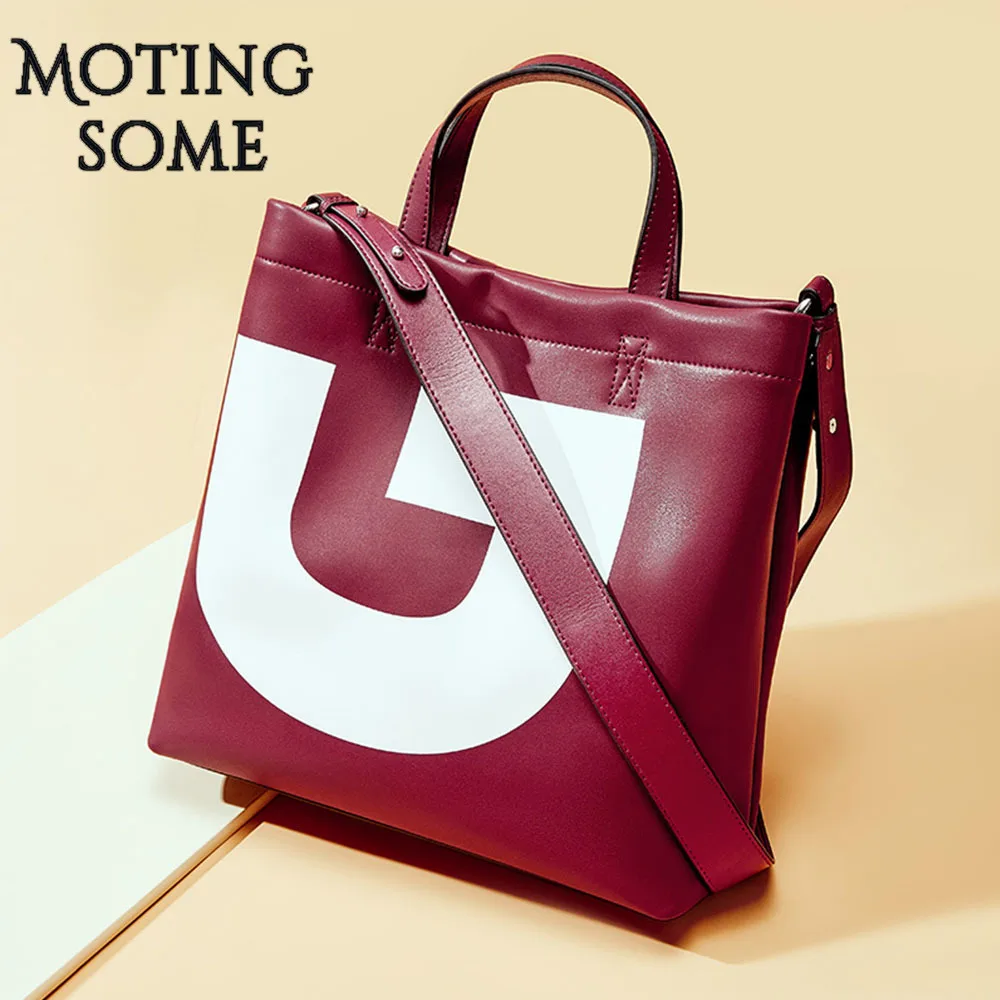 

Fashion Genuine Leather Women Tote Bag Letter Printing Top Quality Calfskin Handbag Quality Natural Leather Female Bag 2020 New